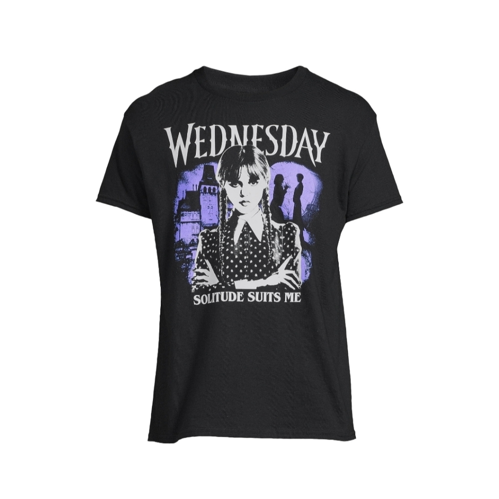 Wednesday Men's Size M (38-40) Short Sleeve Graphic Tee "Solitude Suits Me" NWT